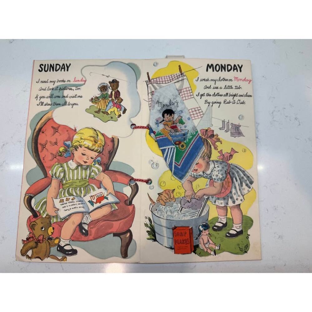 Vintage My Busy Week Book - Little Girls Pick A Hanky - Herrmann Hdkf Co - Picture 2 of 6
